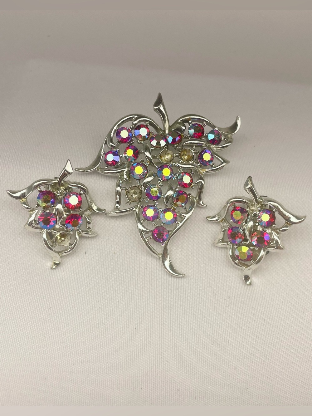 Vintage 1960s Sarah Coventry Dazzling Aurora Brooch & Earring Set
